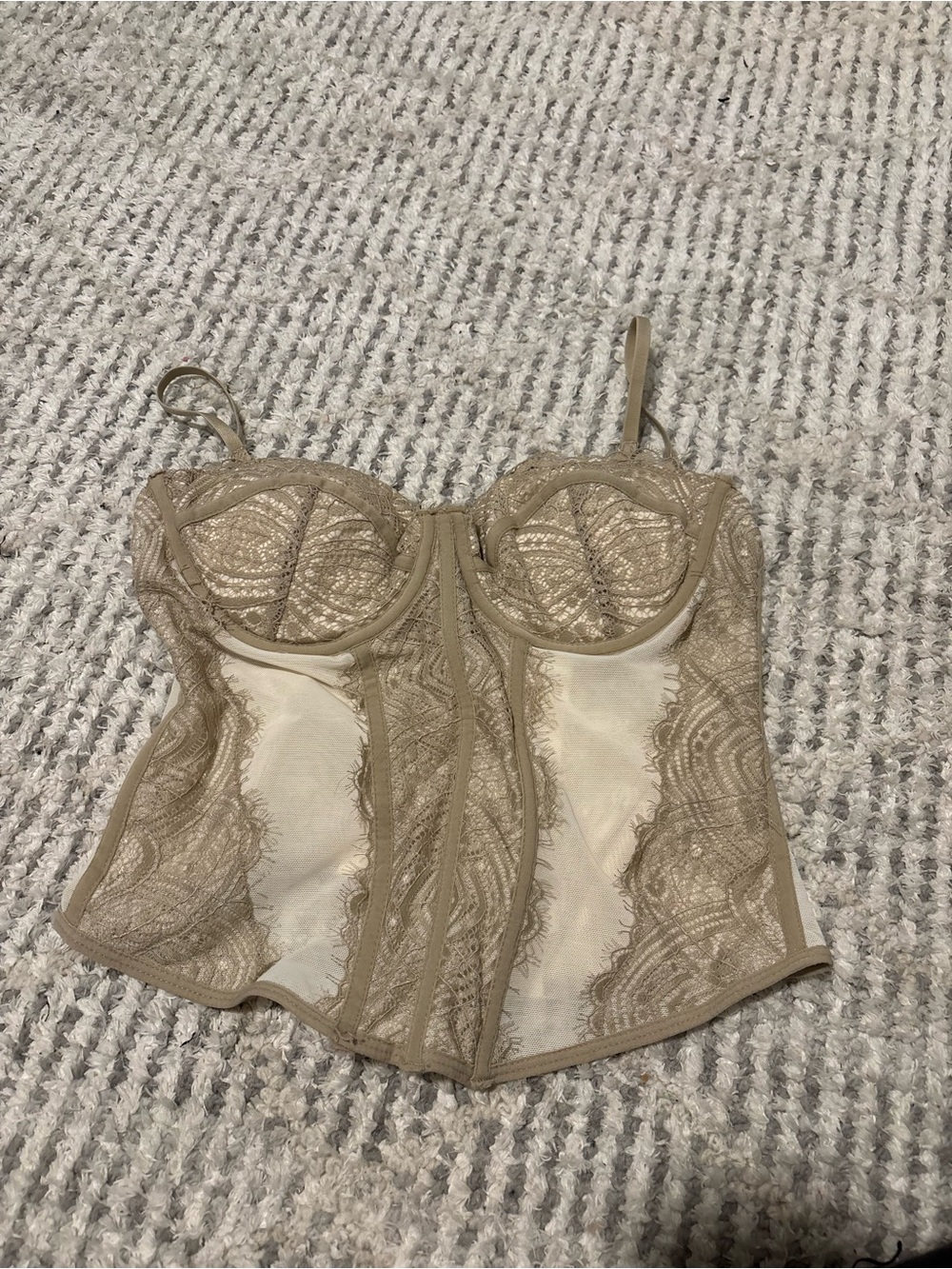 Garage Beige Lace Bustier with Underwire Cups